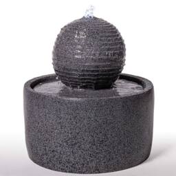 Primrose 'Padova' Polyresin Ripple Effect Sphere Water Feature with Lights 41cm in Dark Grey - thumbnail 5