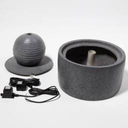 Primrose 'Padova' Polyresin Ripple Effect Sphere Water Feature with Lights 41cm in Dark Grey - thumbnail 4