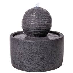 Primrose 'Padova' Polyresin Ripple Effect Sphere Water Feature with Lights 41cm in Dark Grey - thumbnail 1