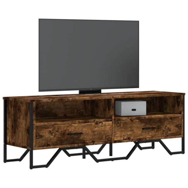 Berkfield Home TV Cabinet Smoked Oak 122x34x41 cm Engineered Wood in Brown - Size: 122 x 34 x 41 cm - image 1