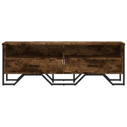 Berkfield Home TV Cabinet Smoked Oak 122x34x41 cm Engineered Wood in Brown - Size: 122 x 34 x 41 cm - thumbnail 4