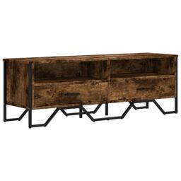 Berkfield Home TV Cabinet Smoked Oak 122x34x41 cm Engineered Wood in Brown - Size: 122 x 34 x 41 cm - thumbnail 2