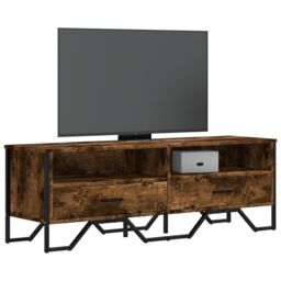 Berkfield Home TV Cabinet Smoked Oak 122x34x41 cm Engineered Wood in Brown - Size: 122 x 34 x 41 cm