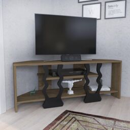 Decorotika Firal Corner TV Stand TV Unit for TVs up to 45 inch in Walnut - thumbnail 2