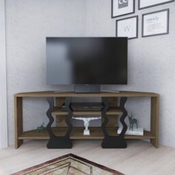 Decorotika Firal Corner TV Stand TV Unit for TVs up to 45 inch in Walnut - thumbnail 1