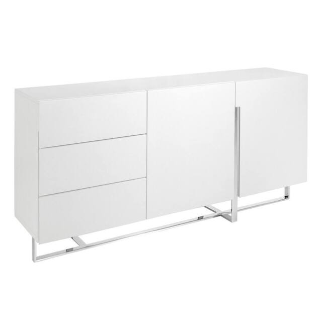 Angel Cerda White Lacquered MDF Sideboard with Chrome-Plated Legs - image 1