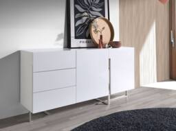 Angel Cerda White Lacquered MDF Sideboard with Chrome-Plated Legs - thumbnail 3