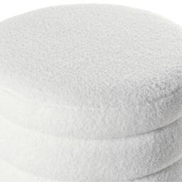 Wyld and Coco Pouffe Off-White Boucle with Pine Legs in White - thumbnail 5