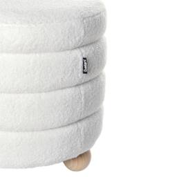 Wyld and Coco Pouffe Off-White Boucle with Pine Legs in White - thumbnail 6