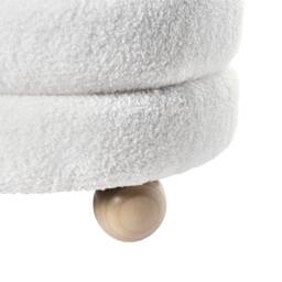 Wyld and Coco Pouffe Off-White Boucle with Pine Legs in White - thumbnail 8
