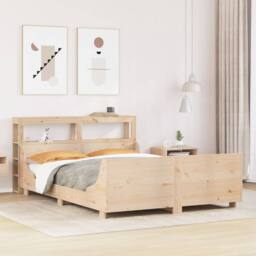 Berkfield Home Bed Frame without Mattress 140x190 cm Solid Wood Pine in Brown - thumbnail 1