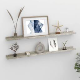 Berkfield Home Wall Shelves 2 pcs Concrete Grey 100x9x3 cm - Size: 100 x 9 x 3 cm - thumbnail 2