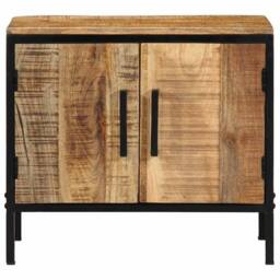 Berkfield Home Traditional Bedside Cabinet 50x30x45 cm Solid Wood Rough Mango in Brown - Size: 50 x 30 x 45 cm - thumbnail 5