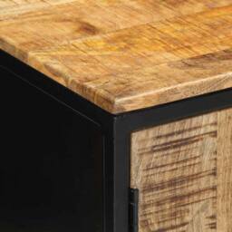 Berkfield Home Traditional Bedside Cabinet 50x30x45 cm Solid Wood Rough Mango in Brown - Size: 50 x 30 x 45 cm - thumbnail 8