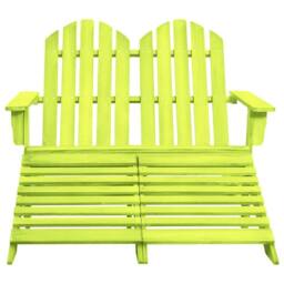 Berkfield Home 2-Seater Garden Adirondack Chair&Ottoman Fir Wood Green - thumbnail 2
