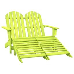 Berkfield Home 2-Seater Garden Adirondack Chair&Ottoman Fir Wood Green - thumbnail 1