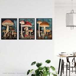 Artery8 A4 Wall Art & Frame Set of 3 Cep Mushrooms Forest Floor Earthy in Blue - thumbnail 2