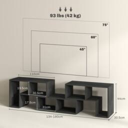 EONLION Black Wood Grain TV Stand with Storage Shelves Homcom (3555) Business - Size: 100 cm - thumbnail 2