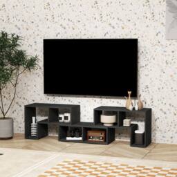 EONLION Black Wood Grain TV Stand with Storage Shelves Homcom (3555) Business - Size: 100 cm - thumbnail 3