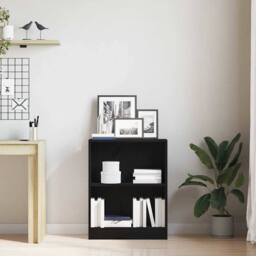 Berkfield Home Book Cabinet Black 60x24x76 cm Engineered Wood - Size: 60 x 24 x 76 cm - thumbnail 4