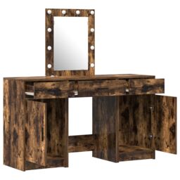Berkfield Home Dressing Table Set Set of 3 Smoked Oak Engineered Wood Storage in Brown - thumbnail 5