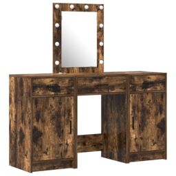 Berkfield Home Dressing Table Set Set of 3 Smoked Oak Engineered Wood Storage in Brown - thumbnail 2