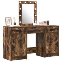 Berkfield Home Dressing Table Set Set of 3 Smoked Oak Engineered Wood Storage in Brown - thumbnail 3