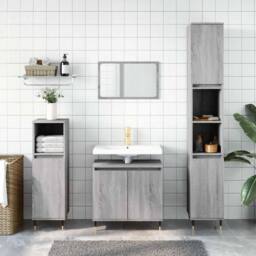 Berkfield Home Bathroom Cabinet Grey Sonoma 58x33x60 cm Engineered Wood - Size: 58 x 33 x 60 cm - thumbnail 2