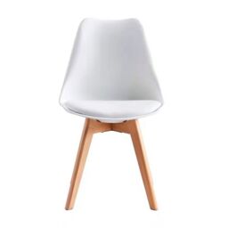 MCC Direct Set of 6 Dining Chairs with Solid Wooden Legs & Seat Cushions Eva in White - thumbnail 3
