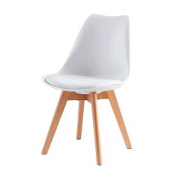 MCC Direct Set of 6 Dining Chairs with Solid Wooden Legs & Seat Cushions Eva in White - thumbnail 2