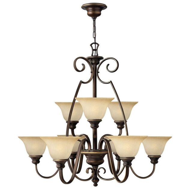 Netlighting Cello 9 Light Multi Arm Chandelier Antique Bronze Finish E27 in Brown - image 1