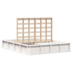 Berkfield Home Bed Frame with Lift-Up Storage in White, 160 x 200 cm, Solid Pine in White - Size: 160 x 200 cm - thumbnail 3