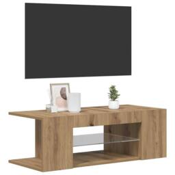 Berkfield Home TV Cabinet with LED Lights Artisan Oak 90x39x30 cm Engineered Wood in Brown - Size: 90 x 39 x 30 cm - thumbnail 5