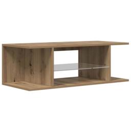 Berkfield Home TV Cabinet with LED Lights Artisan Oak 90x39x30 cm Engineered Wood in Brown - Size: 90 x 39 x 30 cm - thumbnail 9