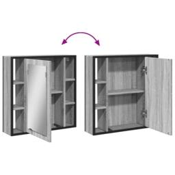 Berkfield Home Sturdy Bathroom Mirror Cabinet Grey Sonoma 60x16x60 cm Engineered Wood - Size: 60 x 16 x 60 cm - thumbnail 9