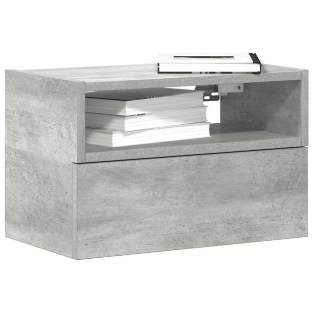 Berkfield Home Wall-mounted Bedside Cabinet Concrete Grey 45x26x28.5 cm - image 1