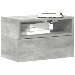 Berkfield Home Wall-mounted Bedside Cabinet Concrete Grey 45x26x28.5 cm - thumbnail 1