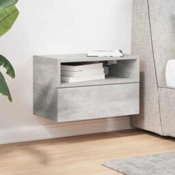 Berkfield Home Wall-mounted Bedside Cabinet Concrete Grey 45x26x28.5 cm - thumbnail 3