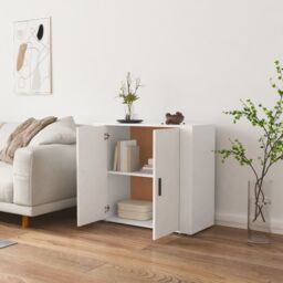 Berkfield Home Sideboard White 80x33x70 cm Engineered Wood - Size: 80 x 33 x 70 cm - thumbnail 5