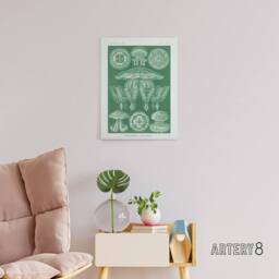 "Artery8 Discomedusae Jellyfish Species Haeckel Botanical Canvas Wall Art in Green - Size: W18"" x H24""" - thumbnail 3