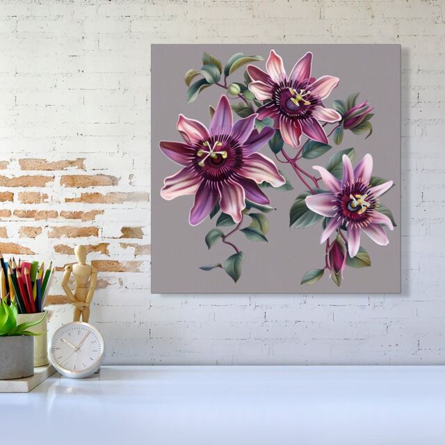 Warren Reed - Designer Purple Passion Flowers Canvas - Size: w10 inch x h10 inch - image 1