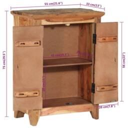 Berkfield Home Sideboard 55x33x75 cm Solid Wood Acacia & Reclaimed in Brown - Size: 55 x 33 x 75 cm - thumbnail 8