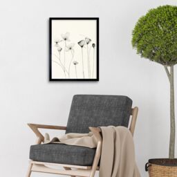 "Artery8 Wall Art Print Stylish Flower Line Drawing With Black Ink Art Framed - Size: W12"" x H16""" - thumbnail 2