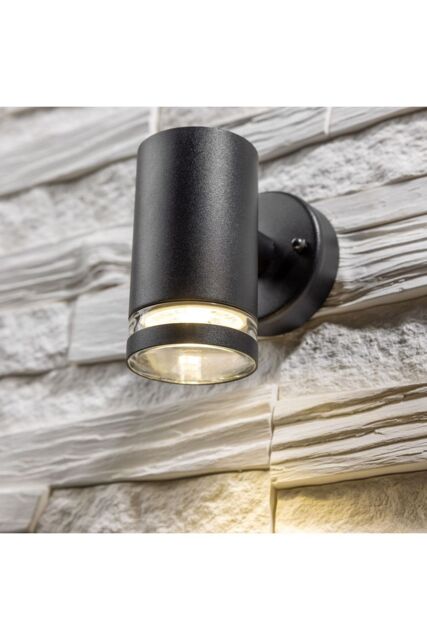 CGC Lighting 'Jennifer' Black Outdoor Single Spot Cylinder GU10 Wall Light - image 1