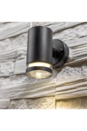 CGC Lighting 'Jennifer' Black Outdoor Single Spot Cylinder GU10 Wall Light - thumbnail 1