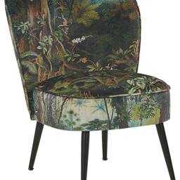 Wyld and Coco Jungle Print Armless Chair - Dark Green Woven Fabric - thumbnail 2