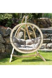 Amazonas Globo Single Hanging Egg Chair - Spruce Wood Frame, Cushioned in Taupe - thumbnail 2