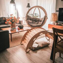 Amazonas Globo Single Hanging Egg Chair - Luxury Indoor & Outdoor Garden Swing Chair - Spruce Wood - 120kg in Taupe - thumbnail 8