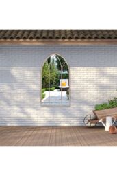 Living and Home Arched Garden Decorative Window Mirror with Metal Frame in Natural - thumbnail 2
