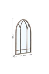 Living and Home Arched Garden Decorative Window Mirror with Metal Frame in Natural - thumbnail 3